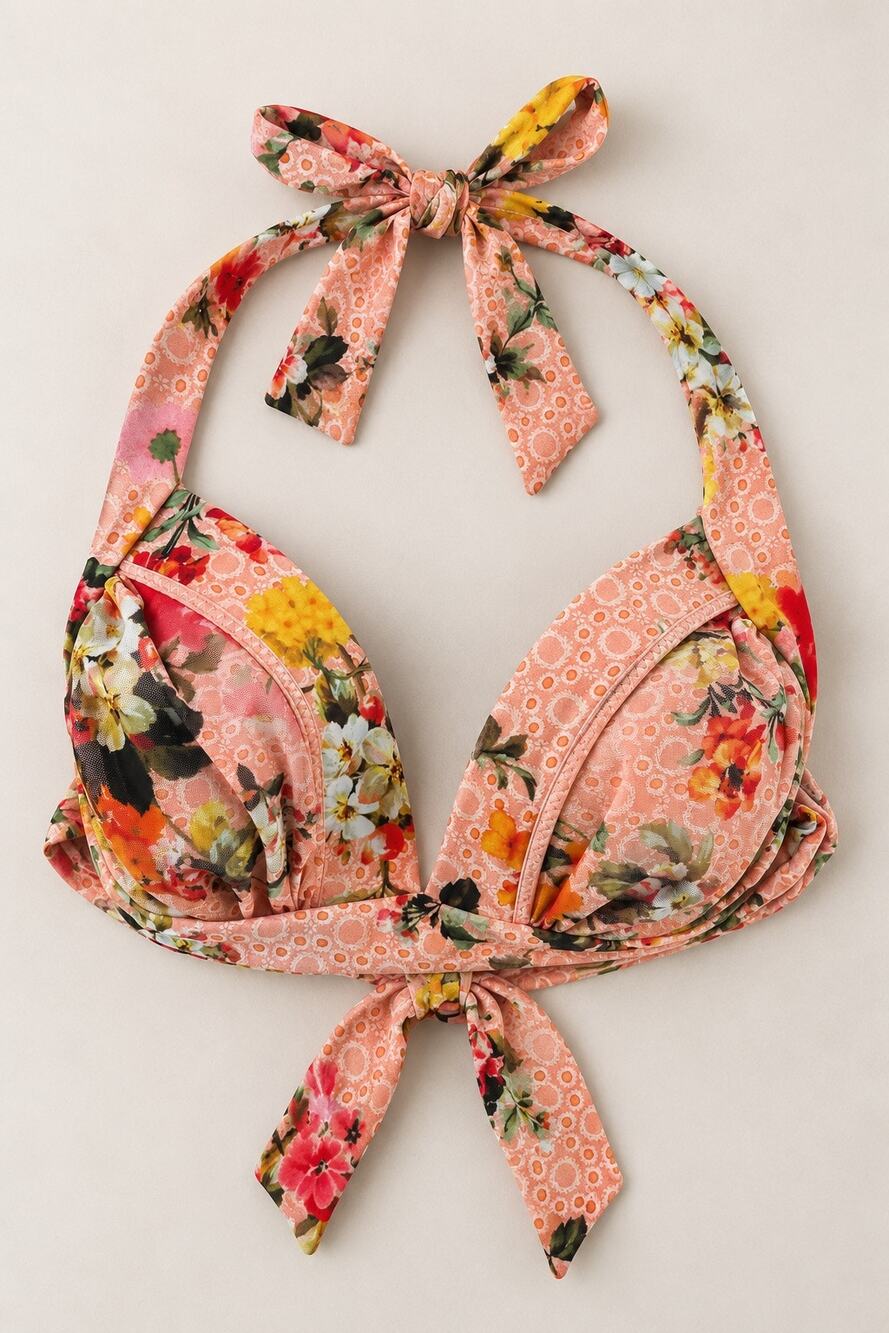 Jets by Jessika Allen Floral 50s Gathered Halter Bikini Top – Size 10